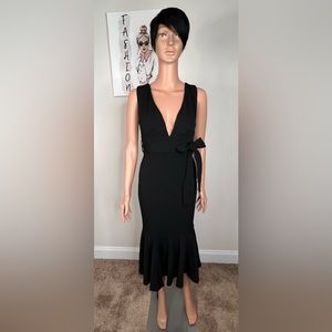 Strappy Tie Waist Fishtail Midi Dress